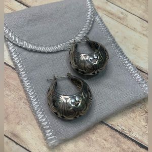 Vintage, Sterling Silver Open Hoop Earrings